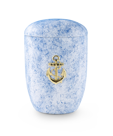 Zee urn blauwwit geverfd met messing ankermotief
