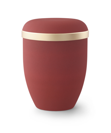 Biologische urn rood met gouden sierband