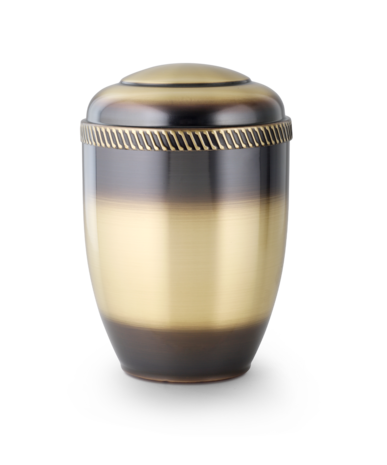Stalen urn wit zwart met sierband