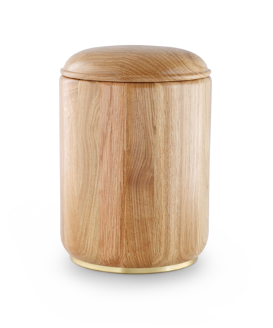 Eiken urn wit met goudkleurige voet
