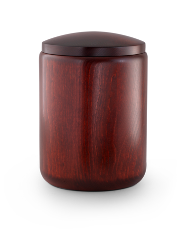 Beukenhouten urn rood met mohoniehouten oppervlakte