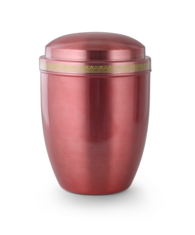 Stalen urn rood met oud griekse sierband