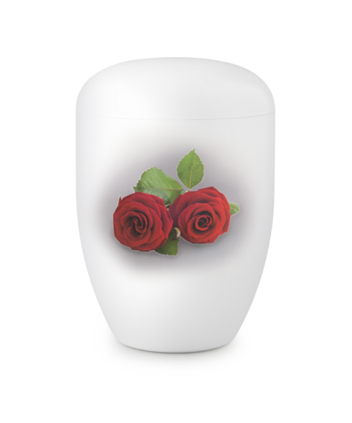 Biologisch afbreekbare urn wit met rozen decor