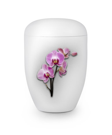 Biologisch afbreekbare urn wit orchidee