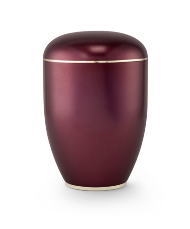 Biologisch afbreekbare urn rood met gouden streep