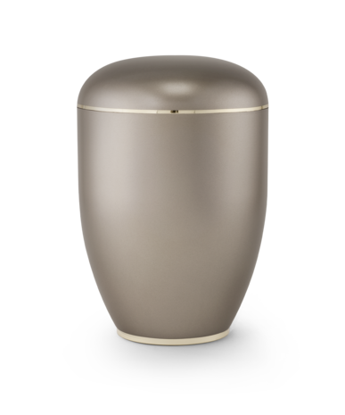 Biologisch afbreekbare urn licht grijs met gouden streep