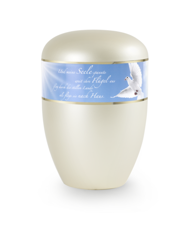 Biologisch afbreekbare urn wit met duif decoratie