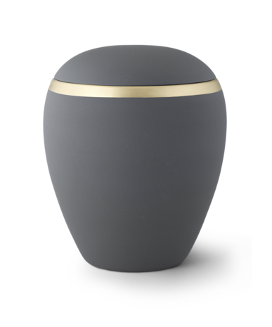 Keramische urn grijs met gouden rand
