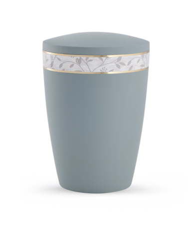 Biologisch afbreekbare urn grijs met bladeren decoratie