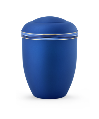 Biologisch afbreekbare urn mat blauw met golfdecor