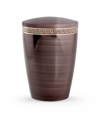 Biologisch afbreekbare urn bruin met meander decoratie