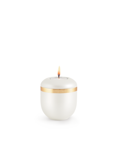 Porseleinen urn wit met gouden decoratie herdenkingslicht