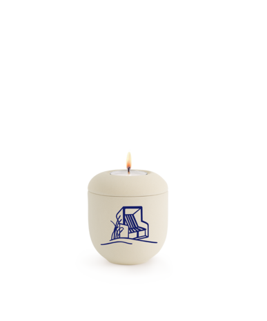 Porseleinen urn wit zandstoel decoratie herdenkingslicht