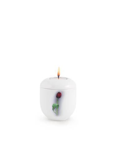 Porseleinen urn wit tulp herdenkingslicht
