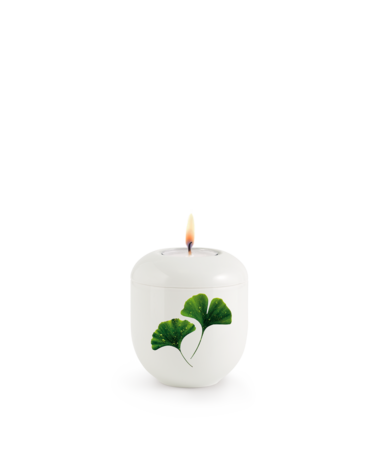Porseleinen urn wit yin yang herdenkingslicht