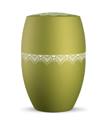 Biologisch afbreekbare urn groen met mandala decoratie