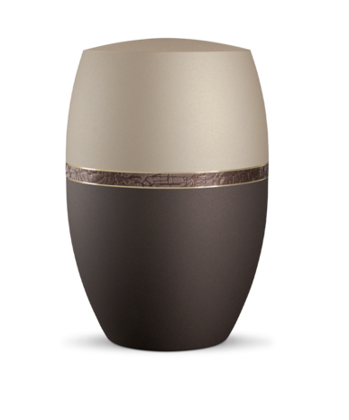 Biologisch afbreekbare urn cr&egrave;me en zwart met bruin d&eacute;cor