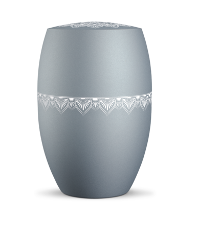 Biologisch afbreekbare urn grijsblauw met mandala d&eacute;cor
