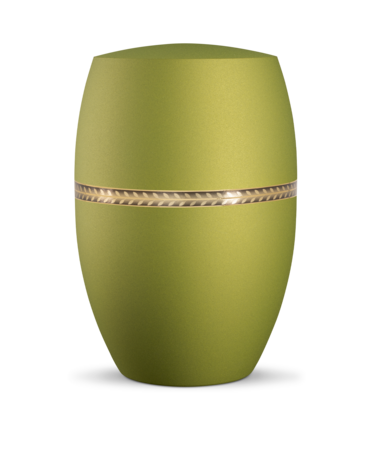 Biologisch afbreekbare urn groen met gouden takken decoratie