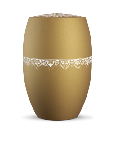 Biologisch afbreekbare urn geel met mandala decoratie