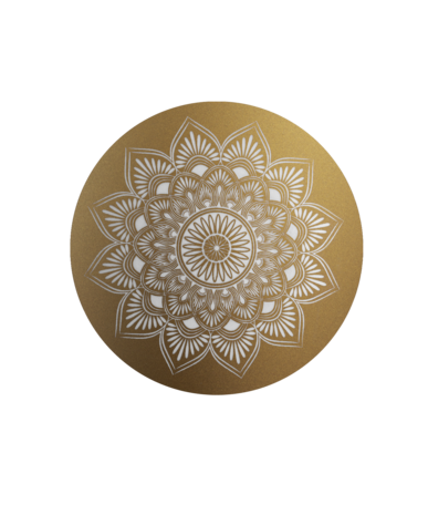Biologisch afbreekbare urn geel met mandala decoratie bovenkant