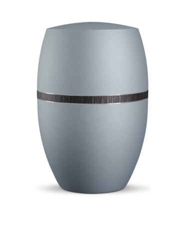 Biologisch afbreekbare urn grijs blauw met zwart d&eacute;cor