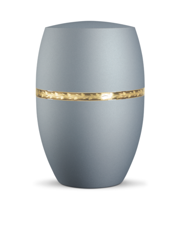 Biologisch afbreekbare urn grijs blauw met gouden takken d&eacute;cor