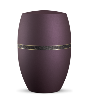 Biologisch afbreekbare urn paars met zwart gouden decoratie