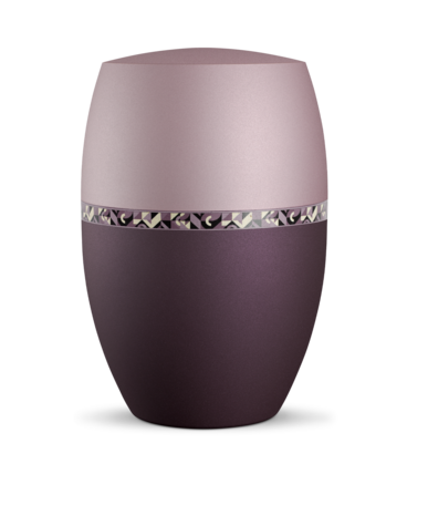 Biologisch afbreekbare urn roze en paars met geometrisch d&eacute;cor