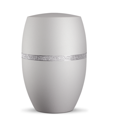 Biologisch afbreekbare urn zilvergrijs met mandala decoratie