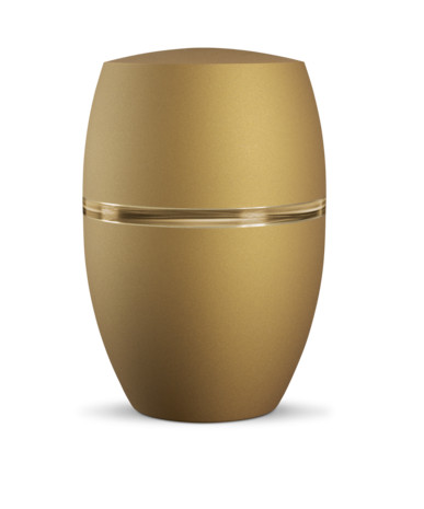 Biologisch afbreekbare urn geel met golf decoratie