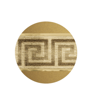 Biologisch afbreekbare urn geel gouden meander decoratie