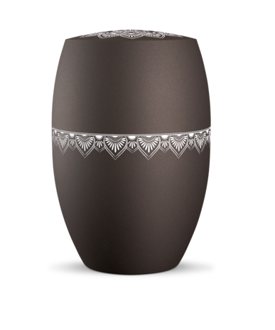 Biologisch afbreekbare urn donkerbruin met mandala decoratie