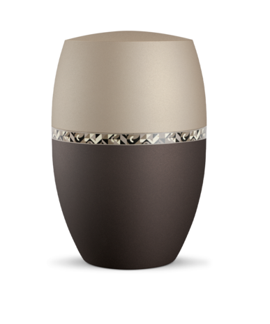 Biologisch afbreekbare urn cr&egrave;me met donkerbruin geometrisch decoratie