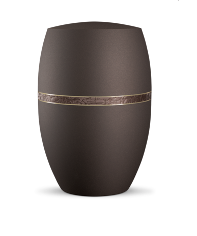 Biologisch afbreekbare urn donkerbruin met bruin decoratie