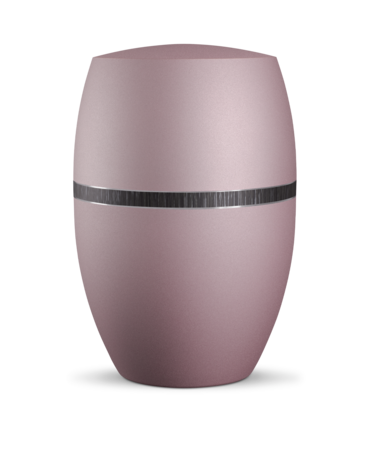 Biologisch afbreekbare urn roze met zwart decoratie