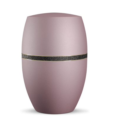 Biologisch afbreekbare urn roze met zwart glinsterend goud decoratie
