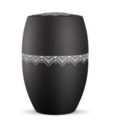Biologisch afbreekbare urn zwart met mandala decoratie