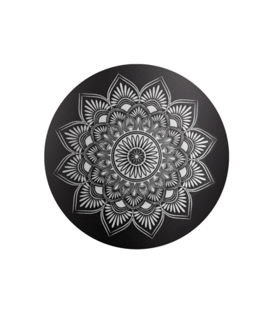 Biologisch afbreekbare urn zwart met mandala decoratie bovenkant