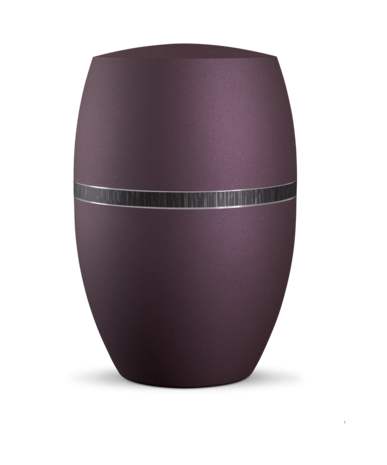 Biologisch afbreekbare urn paars met zwart decoratie
