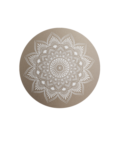 Biologisch afbreekbare urn lichtbruin met mandala decoratie bovenkant