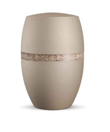 Biologisch afbreekbare urn lichtbruin met veren decor