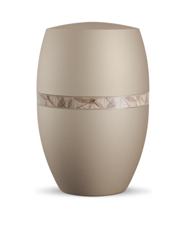 Biologisch afbreekbare urn lichtbruin met bladen decoratie