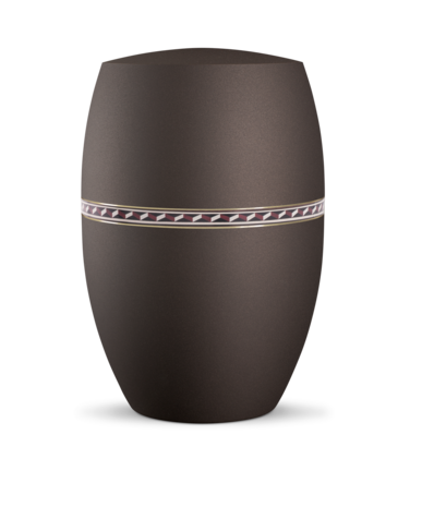 Biologisch afbreekbare urn donkerbruin met golven decoratie