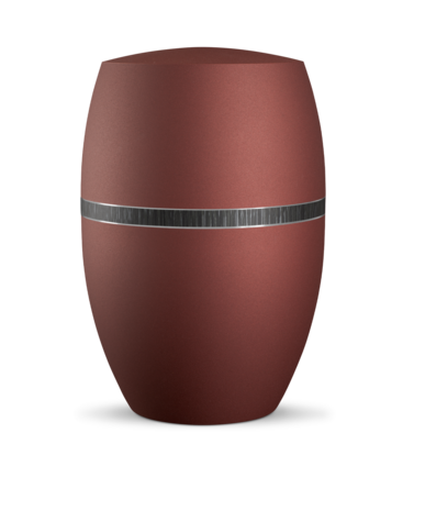 Biologisch afbreekbare urn rood met zwart decoratie band