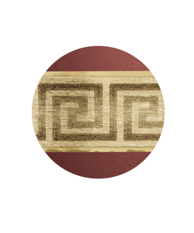 Biologisch afbreekbare urn rood gouden meander decoratie