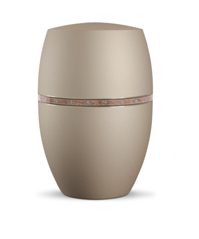 Biologisch afbreekbare urn lichtbruin met kruizen decoratie