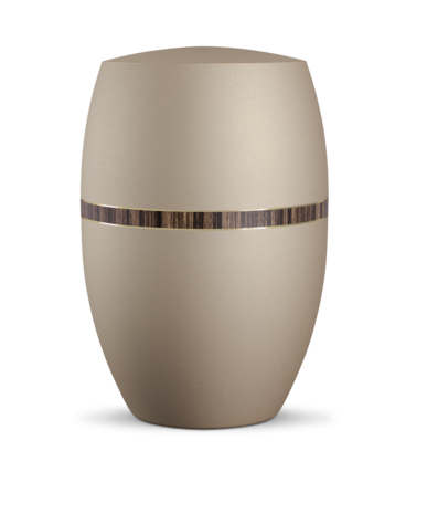 Biologisch afbreekbare urn lichtbruin met zebra hout decoratie