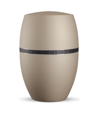 Biologisch afbreekbare urn lichtbruin met zwart decoratie