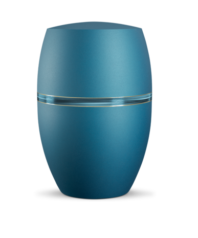 Biologisch afbreekbare urn blauw met golf decoratie
